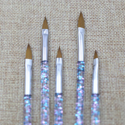 5pcs nail crystal pen and carved pen Crystal nail extender special pen brush