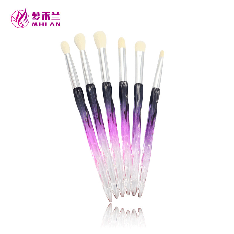 6 pcs crystal eye brush set with Acrylic handle  Eye shadow brush lip brush set