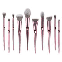 10 pcs pink  cone fingerprint handle complete makeup brush set
