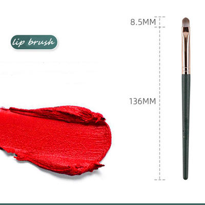 MHLAN Dark Green Lip Makeup Brush with Wood Hanlde