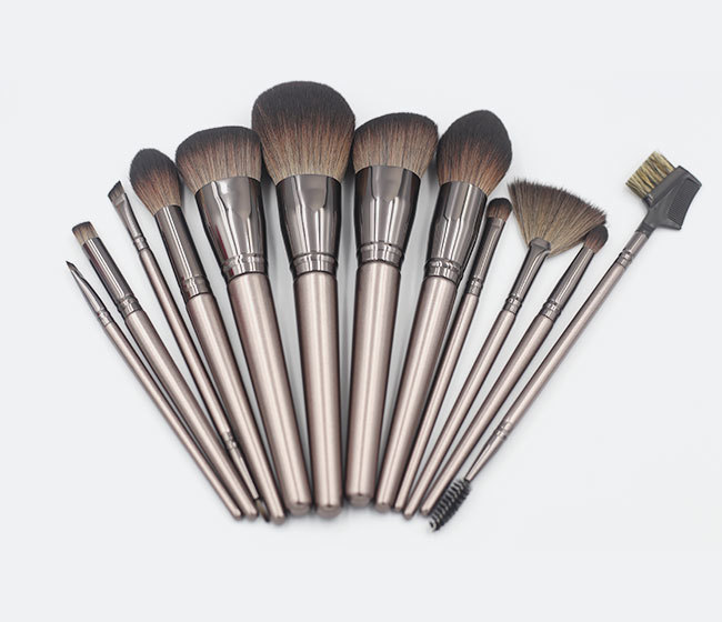 12 pcs brown mhlan cosmetic brush set with nanofibers mimic hair