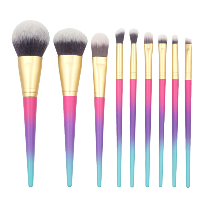 Custom 9 pcs ombre high quality brush set Factory From China