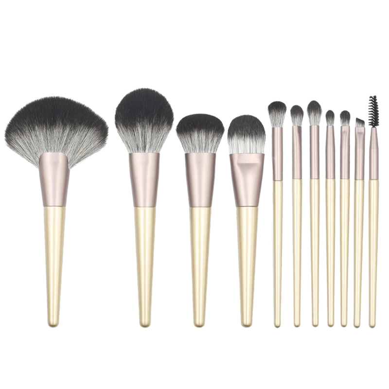 11 pcs brown color makeup brush set