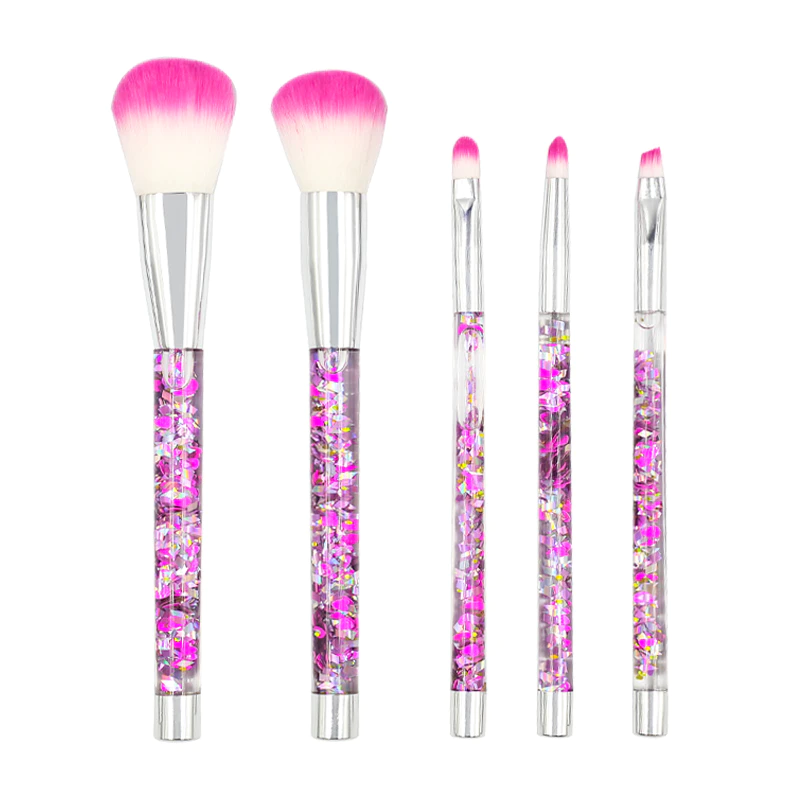 Flow glitter 5 pcs crystal makeup brush set